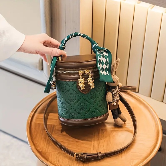 Handbags - NEW‎ - Mini Cylinder Bag, Retro Fashion Printing Crossbody Bucket Bag, Versatile